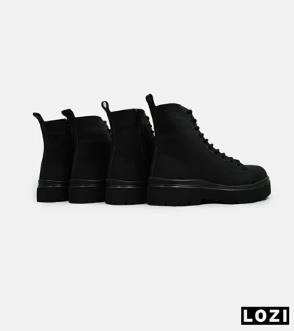 بوت مردانه چرمی مشکی BERSHKA