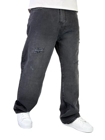 شلوار جین مردانه بگ استایل رنگ ذغالی کد 00351