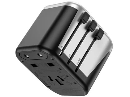 شارژر دیواری فست دو پورت یو اس بی و یک سوکت برق با دوشاخه های مختلف هوکو Hoco Wall charger AC5 Level