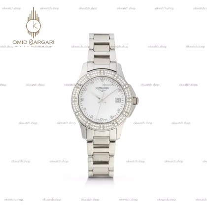ساعت مچی لونژین دور نگین بند استیل صفحه سفید Longines