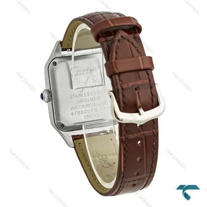 ساعت کارتیه سانتوس دومونت دورنگ رزگلد بند قهوه ای مدیوم Cartier-7913-G