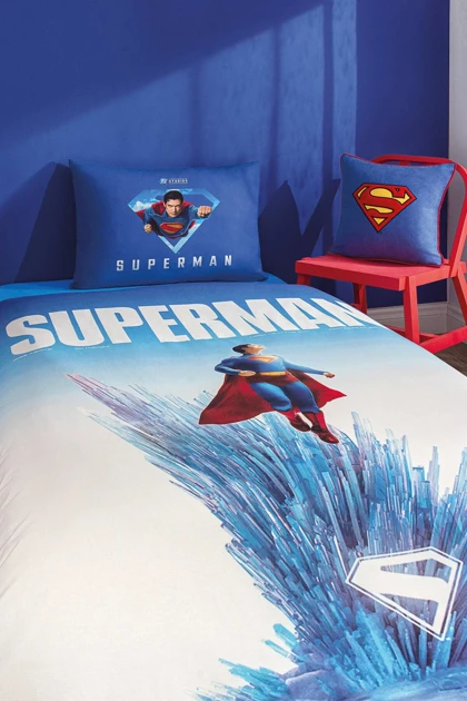 سرویس روتختی یک نفره Özdilek مدل Superman Genesis پنبه‌ای - آبی