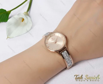 ساعت داتیس رزگلد بند نگین سواروسکی زنانه Datis-3751-L