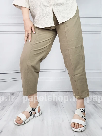 شلوار لینن ساده کمرکش