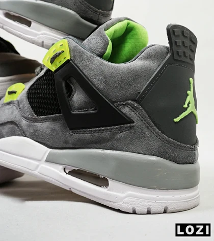 کتانی ساق‌دار مردانه طوسی مشکی سبز Nike air jordan 4