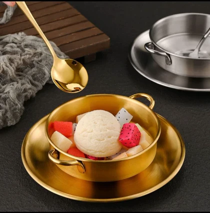 ست سوپ خوری طلایی و استیل