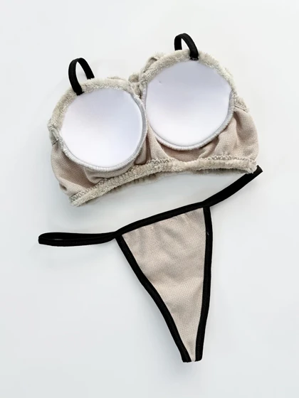 ست نیم‌تنه کاپ‌دار و شورت بکلس حوله ای طرح الاغ