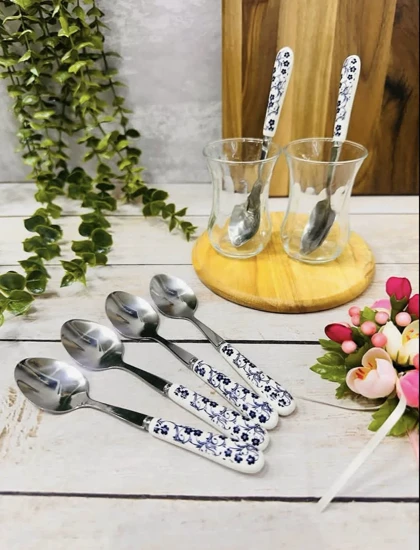 قاشق چای خوری دنی هوم گل سرمه ای / A0214