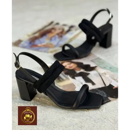 کفش صندل زنانه پاشنه 7 سانت مجلسی رکابدار سگک دار