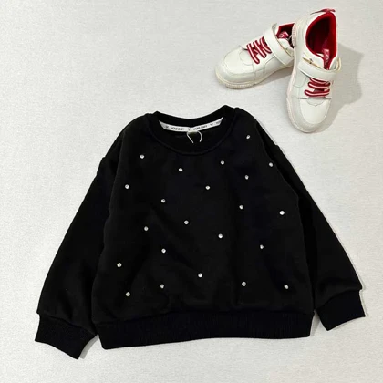 بلوز دخترانه لاینر دار نگین کوب شده خارجی