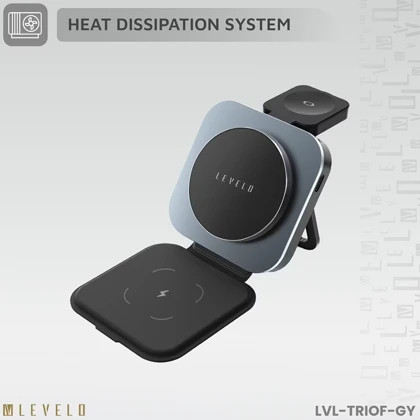 هولدر شارژر وایرلس 15 وات آیفون، ایرپاد، اپل واچ تاشو لولو LVLTF31WCBK