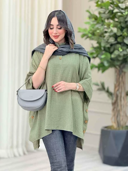 مانتو پانچ بغل سه دکمه کتایون