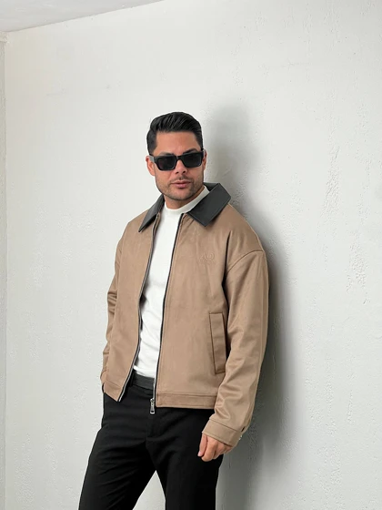 جکت مردانه سوییت یقه چرم mc