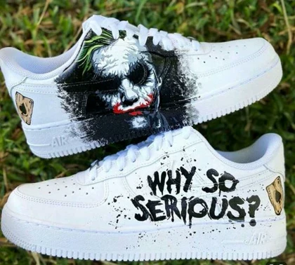 کفش اسپرت ایرفورس کاستوم کتانی air force طرح Why So Serious نایک nike