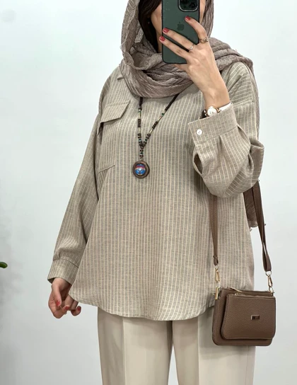 تونیک مانتویی لینن گندم