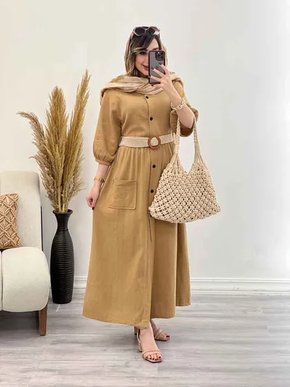 پیراهن جلو دکمه دو جیب