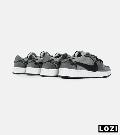 کفش کتانی مردانه و زنانه طوسی مشکی NIKE jordan 1 مدل 7181