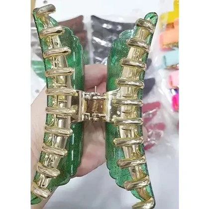 گلیپس زنانه اکلیکی نیمه شفاف طرح هلالی دندانه طلایی