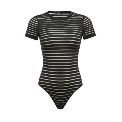 بادی آستین کوتاه حریر راه راه