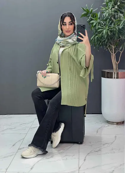 مانتو لینن جلو پیله آستین گت