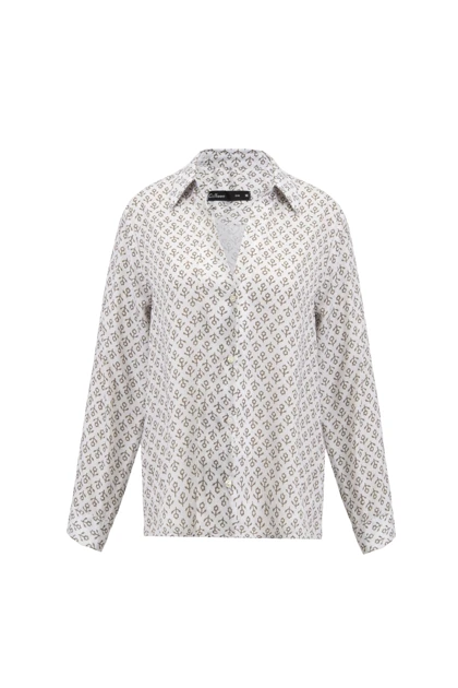 شومیز ساتن طرحدار - 3145