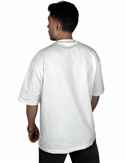 تیشرت آستین کوتاه سفید ساده پارچه ماکان