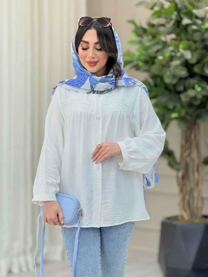 شومیز جلو چین دوخت دار