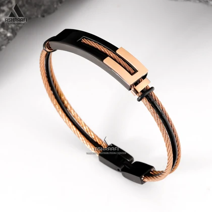 دستبند کابلی رزگلد Cable Bracelet RGK02
