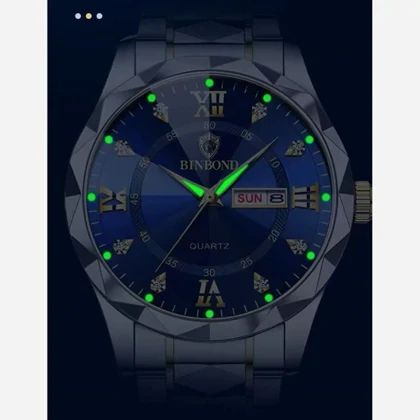 ساعت مچی مردانه بین باند ضدآب دارای روزشمار وایام هفته شب نما درخشان کیفیت اصلی