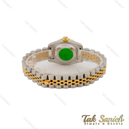 ساعت زنانه رولکس دورنگ طلایی صفحه سفید ایندکس رومی اسمال Rolex-5116-S-L