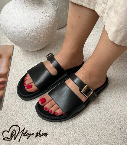 صندل اسلیپر چرم طبیعی زنانه