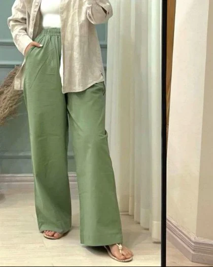 شلوار نیم بگ لینن کد 30112