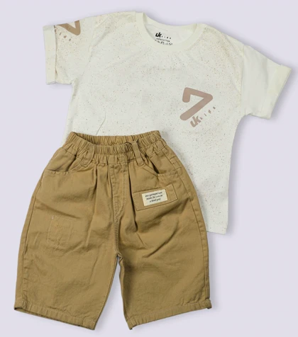 ست تیشرت شلوارک کتان طرح سون