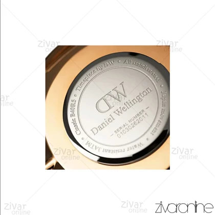 ساعت دنیل ولینگتون مردانه قاب رزگلد بند چرم زرشکی 104692