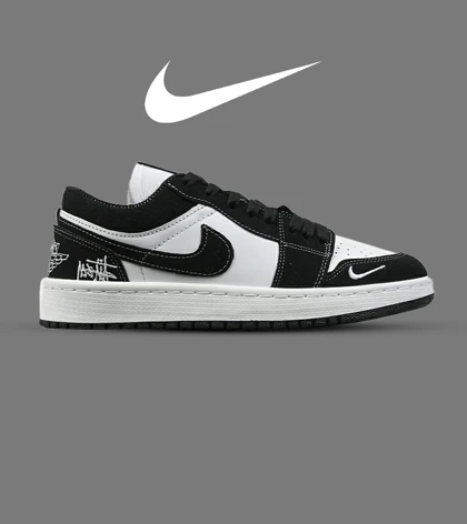 کفش کتانی مردانه و زنانه سفید مشکی NIKE jordan 1 مدل 8793