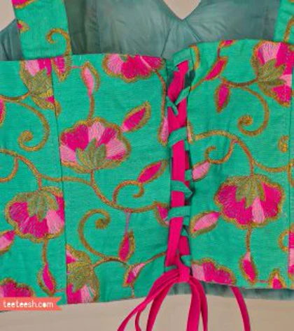 تاپ سوزندوزی سبز و سرخابی