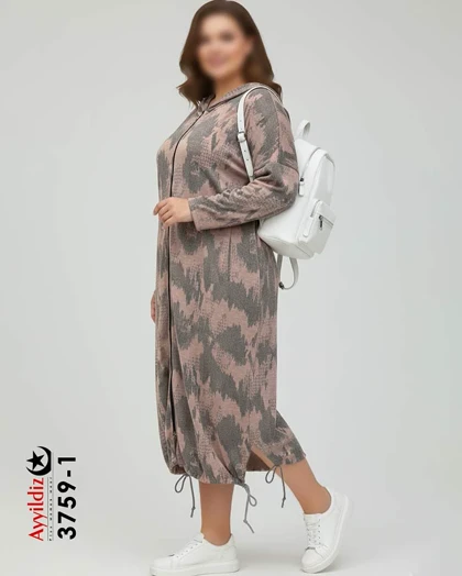 سویشرت لانگ جلو باز زنانه سایز بزرگ کد 3659