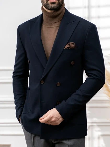 کت دبل برست سرمه ای کد c211