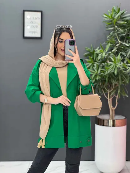 مانتو کتی لینن جیب کج