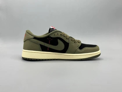 کتانی نایکی جردن1 لو تراویس مستر بلک اولیو/Nike Air Jordan1 Travis