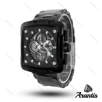 ساعت مردانه الگانس diamond تمام مشکی صفحه مستطیل m-10240