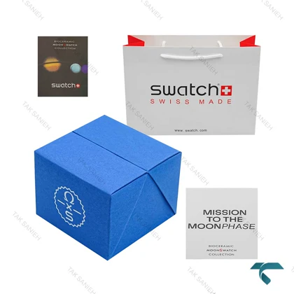 جعبه اورجینال ساعت امگا سواچ ماموریت به فاز ماه آبی Swatch-Box-7797-U