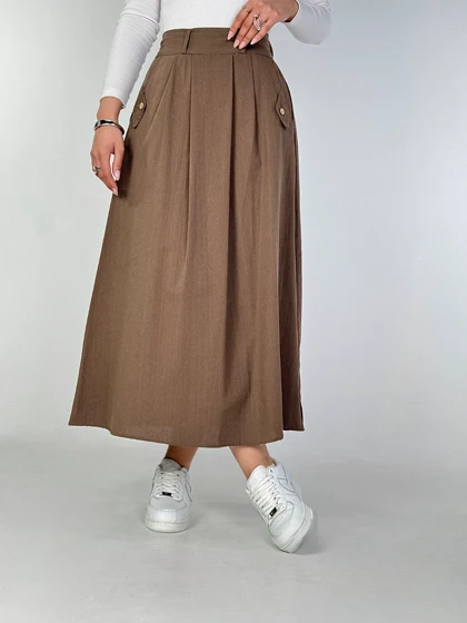 دامن لینن جیب لوزی کد 400065