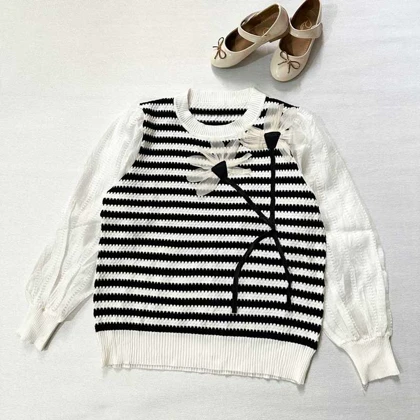 بلوز بافت مجلسی دخترانه آستین توری