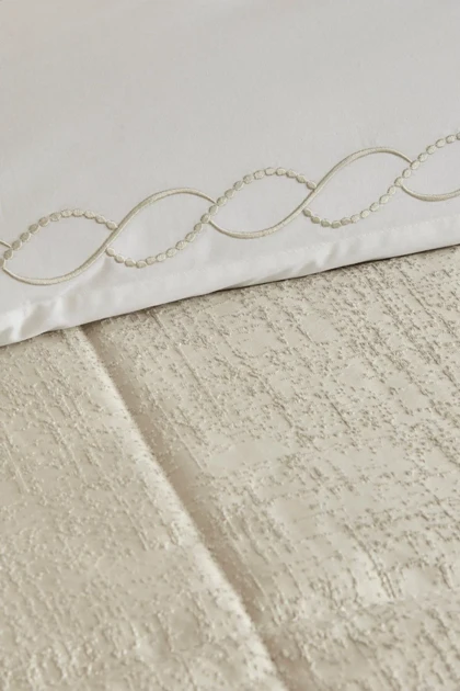 سرویس روتختی دو نفره Karaca Home مدل Bride Coll Daphne پنبه پلی‌استر - شیری