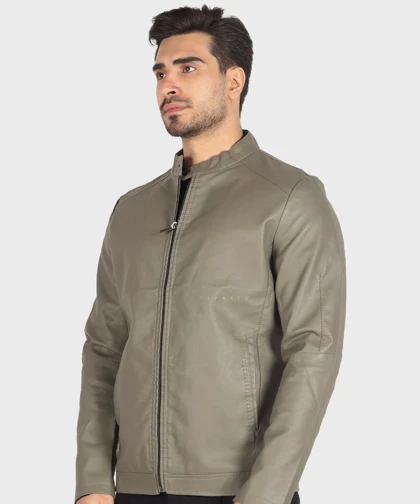 کت چرم مردانه ساده و زیپ‌دار 2519