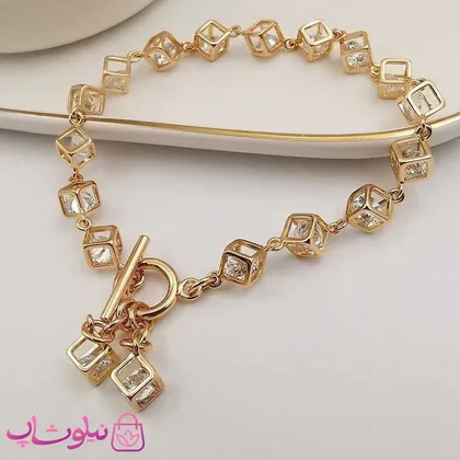 دستبند زنانه ژوپینگ مکعبی آویزدار