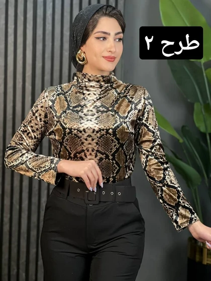 بلوز مخمل یقه شل کد 1617