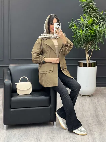 بارانی سرجیب دوبل آستین بنددار