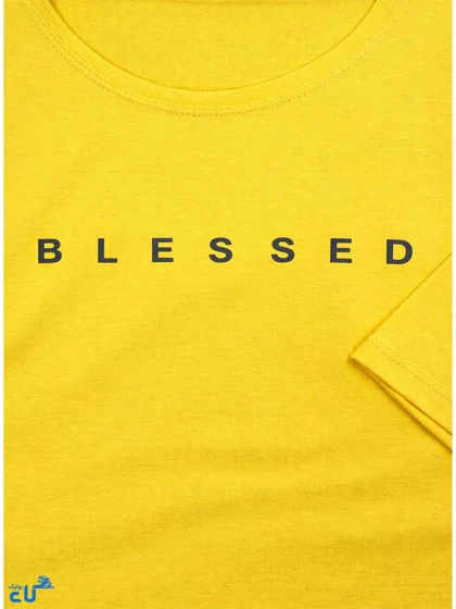 تیشرت کراپ زنانه باکسی طرح بلسد BLESSED